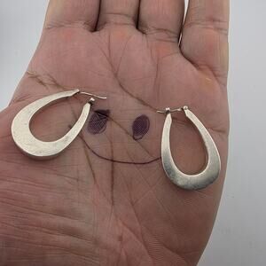 Vintage Taxco Mexico Sterling Silver 925 Hoop Earrings Modernist Geometric 10.4g
